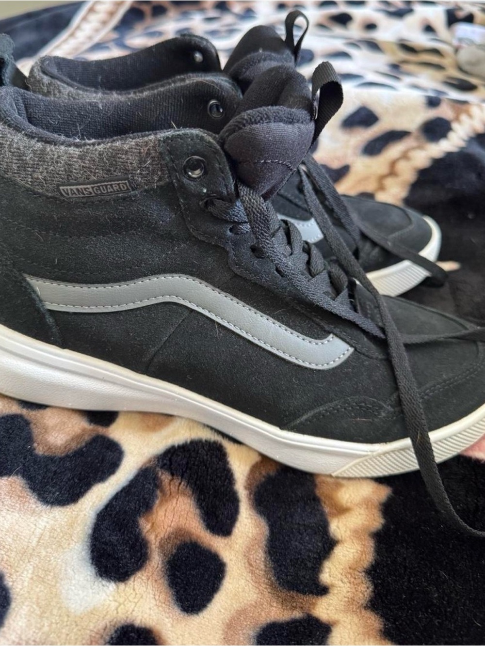 Vans Black High-Top Sneakers with Gray Side Stripe